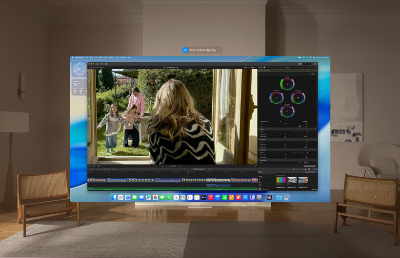 Multiple app windows displayed in an Environment, including Mail, Image Playground and Mac Virtual Display