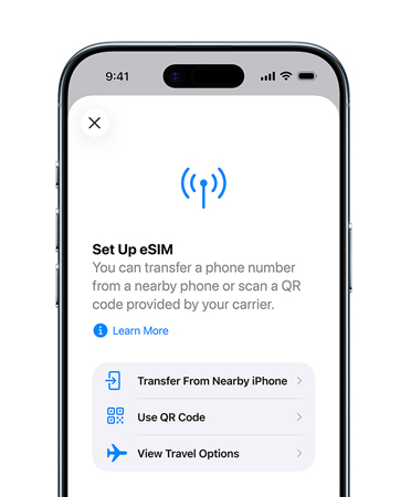 iPhone Air, front exterior, using the Set Up Cellular feature to easily transfer a phone number with eSIM