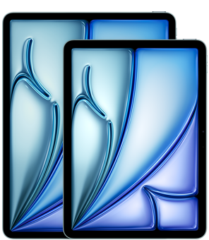 Μπροστινή προβολή ενός iPad Air 13 ιντσών και ενός iPad Air 11 ιντσών, που δείχνει τη διαφορά μεγέθους.