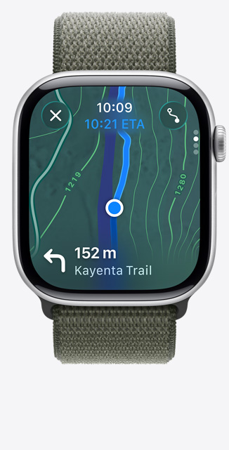 Apple Watch Series 11, Térképek képernyő, túraútvonal