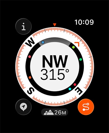 Backtrack funkcija, rādītāji: kompass, augstums, atzīmētie karodziņi