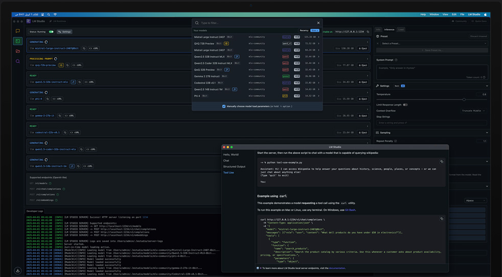 Mac&nbsp;Studio بشريحة M3&nbsp;Ultra يستخدم LM&nbsp;Studio وApple&nbsp;MLX لمراجعة نماذج التعلم