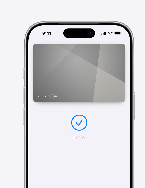 Ecran parțial iPhone, care arată utilizarea cardului Mastercard în Apple Pay
