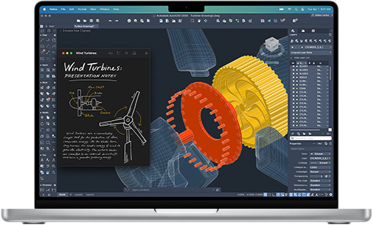 แอป Autodesk AutoCAD แสดงอยู่บน MacBook Pro