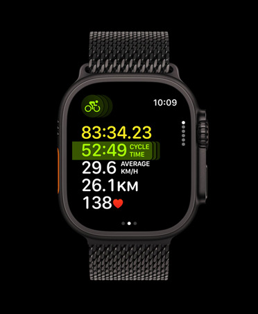 Apple Watch Ultra 3, black colour, titanium case, Multisport workout, strap, black Milanese Loop