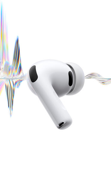 AirPods Pro 3, Farbe Weiß, Mikrofon für Geräuschunterdrückung, Ohreinsatz aus Silikon, kurzes Ende