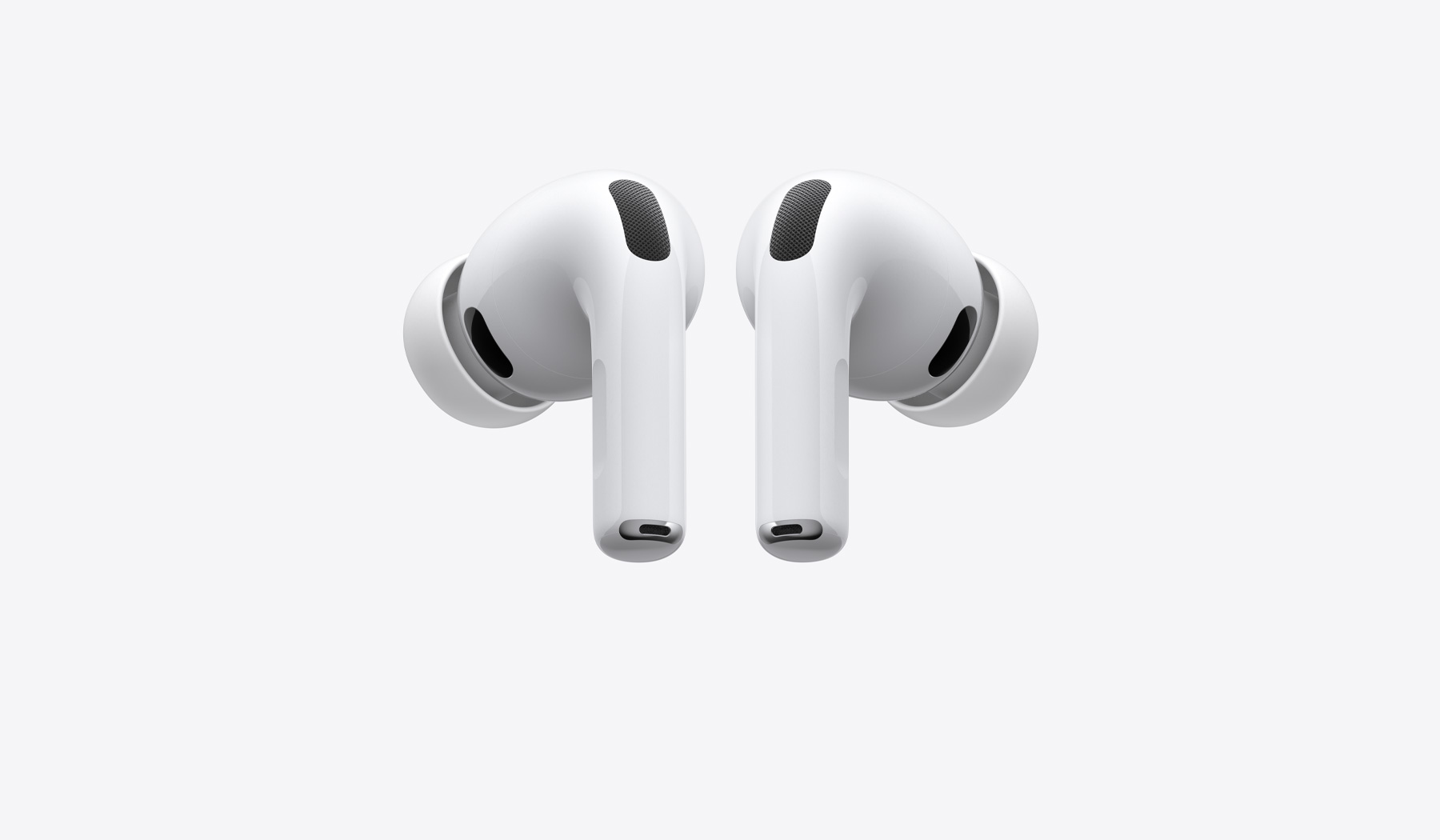 AirPods Pro 3, linker und rechter Kopfhörer, Farbe Weiß, Ohreinsätze aus Silikon