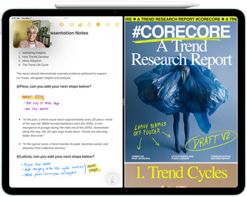 Aplikacja Notatki pokazana na iPadzie z rysikiem Apple Pencil