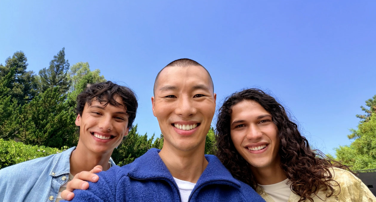Groepsselfie met de feature Middelpunt voor foto’s.