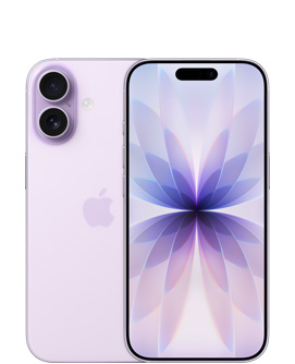 iPhone 17, tagakülg, lavendlivärvi, ülaosas Dual Fusion kaamerasüsteem, keskel Apple’i logo, esikülg, lavendlivärvi, keskel ülaosas Dynamic Island