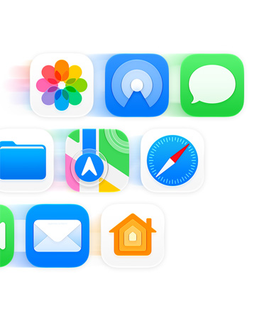 Íconos de apps como Mensajes, Safari y Mail